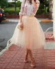 2016 Instock Cheap Summer Tiered Tutu Skirt Tulle Short Bridesmaid Dresses 7 Layers Female Party Skirts Girls Fashion Ball Gown Knee Length 0510