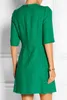 Botão novidade Mulheres A-Line Vestido de Embelezamento Metade Vestidos Verdes luva 15099777