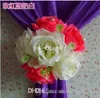 Elegant Artificial Silk Rose Flowers Background Gauze Curtain Clips Bouquets For Wedding Backdrop Decoration Accessories Supplies