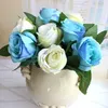 Bride bouquet silk flowers wholesale Artificial Rose Flowers For Wedding/home decoration hand flower silk rose short pole rose