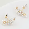 2015 Fashion Korean Gold Crystal Stud Earrings Bijoux Women Earrings Flower boucle d'oreille Fashion Jewelry Women Accessories