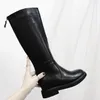 Buty zimowe Długie Pluszowe Ciepłe Futro Kobiety Oryginalne Skórzane Buty Handmade Black Kolee-High Boots Obuwie Śnieg Botas