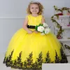 robes de fille de fleur jaune long