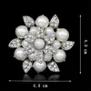 Amazing Flower Vintage Silver Brooch Faux Pearl And Austria Crystal Leaf Flower Lady Costume Jewelry Pin Bridal Bouquet Buckle Pin