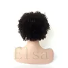 Tätt silke mänskligt hår ingen spets främre peruker naturliga hårfäste afro kinky curly maskin tillverkad afroamerikansk curl wig176v