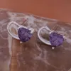 Fashion (Jewelry Manufacturer) 40 pcs a lot Big Purple heart diamond earrings 925 sterling silver jewelry factory Fashion Shine Earrings