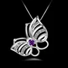 Spedizione gratuita moda alta qualità argento 925 farfalla gioielli con diamanti viola collana in argento 925 regali di festa di San Valentino Hot 1674