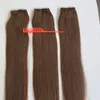 Topkwaliteit 100g 40pcs / 50 stks tape in menselijke hair extensions 18 20 22 24 inch # 4 / donkerbruine lijm huid inslag Braziliaans Indisch haar