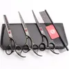 4PCS SUPPEN 7 "JP 440C Lila Dragon Professional Husdjur Grooming Hair Sax Comb + Cutting Shears + Tunna Scissor + Up Curved Shears Z3003