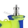 Tambour en silicone Pipe à eau Silicon Rig Water Bong Incassable Dab Rig avec acier inoxydable Dabber Nail Silicone Jar Container 439