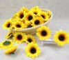 100pcs 2.8 "tournesol bourgeons têtes de fleurs en soie artificielle pour la maison de mariage décoration de bouquet de mariée