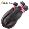 Bellahair®8a Mjukt smidigt Mongoliskt Virgin Hair 3bundles Remy Weaves Natural Svart Färg Obehandlad DHL