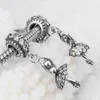 Balerina z Clear CZ 100% 925 Sterling Silver Beads Fit Pandora Charms Bransoletka Autentyczne DIY Moda Biżuteria