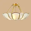 Indian Traditional Flower Copper Restaurant Ceiling Light Glass Lampshade Living Room Gallery Ceiling light Dining Room Light