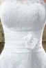 2016 Lace Short Wedding Dresses Strapless A Line Sexy Back with Handmade Flower Ankle Length Summer Beach Cheap Bridal Gowns CPS240