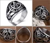 Charming Popular Men's Classical Casting Biker Silver&Black Stainless Steel Masonic symbols Ring High Quality Jewelry XMAS Gifts