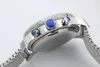 Top Venda Cronógrafo Masculino relógio de prata de prata de prata Esqueleto de prata esqueleto azul Dial azul ponteiro branco tendência relógios