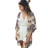 Women's Jackets Wholesale- Summer Autumn Women Outerwear Geometry Printed Chiffon Shawl Kimono Cardigan Loose Casual Tops Cover Up1