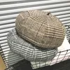 2017 Vinterull Plaid Beret Mössor för kvinnor Tweed Retro Artist Målare Kepsar Houndstooth Octagonal Beanies Hat