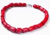 18''Genuine natur högkvalitativ kolumn röd korall ädelsten pärla prinsessan halsband