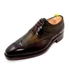 Men Dress shoes Oxfords shoes Custom handmade shoes Men's shoes Genuine calf leather color dark brown HD-J028