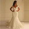 Abiti da sposa a sirena con spalle scoperte Misure donna Abiti da sposa Abiti da sposa sexy con applicazioni in pizzo