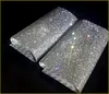 ship2mm super vicino cristallo trasparente strass perline finiture diamante maglia fissa o autoADESIVO rotolo strass applique fascia f1666