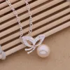 Free Shipping with tracking number Best Most Hot sell Women's Delicate Gift Jewelry 925 Silver Pearl Butterfly Necklace