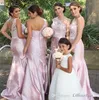 Blush Plus Size Nigerian Mermaid One Shoulder Lace Long Bridesmaid Dresses Aso Ebi Wedding Party Dresses vestido longo Prom Gowns Cheap