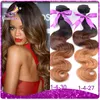 Wet And Wavy Virgin Brazilian Virgin Hair Ombre Body Wave Three Tone 1B/4/27 1B/4/30 Hair Weaving Weft Cheap Unprocessed Human Hair Bundles