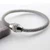 Hotsale Style Stainless Steel cables mesh chain Bracelets Drill CZ Clasp Women Fashion Bangle