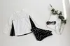 Children Swimwear With Lace Big Flowers Dot Dot Kids Swimsuit With Cap Long Sleeve 3pcs Set Sandbeach Clothes For Girls 100142345308