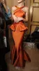 Vestidos de noite de sereia 2019 vintage laranja queimada laranja ruched cetim cross dique comprimento mulheres longos vestidos de festa formal barato vestido de baile árabe