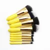 Odessy Pro 9 Pieces Soft Synthetic Hair Makeup Brushes Yellow Wood Handle Full Set Cosmetic Make Up Brush for Face Eye Beauty6604773