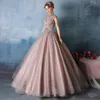 2019 neue High Neck Quinceanera Kleider Spitze Applikationen mit Kristall Perlen Ballkleid Sweet 16 Prom Kleider Vestidos De Quinceanera