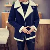 Sonbahar-Shearling Kış Coat Faux Kürk Süet Ceket Sid Zip Kuzu Yün Erkek Koyun Derisi Ceket