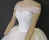 2018 photos réelles robe de bal chérie hors robe de mariée en organza dentelle Top robe de mariée dentelle jusqu'à la chapelle train