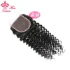 Queen Hair 100 Brazylijskie dziewicze ludzkie włosy 4x4 cala Część koronkowa zamknięcie 1020 cala głębokie kręcone splot 8A DHL FAST 8862447