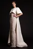 Luxur Krikor Jabotian Long Evening Dresses With Cape Pärlade applikationer Eleganta aftonklänningar Formella röda mattklänningar Evening Wear Billiga