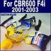 100 ٪ حقن صب تخصيص ل HONDA CBR 600 F4i fairings 01 02 03 CBR600 F4i 2001 2002 2003 برتقالي فضة مخصص fairing BOXD