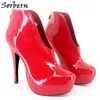 Sorbern Unisex Plus Size Boots Ankle Boots For Women 15CM High Heels Zipper Patent Leather 36-46 Custom Made Color Gay Boots