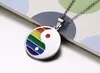 Collier pendentif Yin et Yang en acier inoxydable, pendentifs arc-en-ciel Gay Pride avec Design Tai Chi Bagua