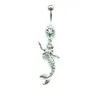 Piercing biżuteria moda pępki pierścienie ze stali nierdzewnej Barbell Dangle White Rhinestone Mermaid Belly Button Pierścienie Biżuteria