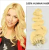 Elibess Hair - 16 " - 24" #613 WAVY MICRO RING LOOP Hårförlängningar Dubbelpärlor 1G/S 100S/LOT 613 Blond kroppsvåg Människohår