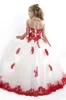 Kleider heißer Verkauf Schaufel Applique Spitze Blumen Mädchen Kleid Kristall Ballkleid kostenlos Versand Mädchen Festzug Kleider Vestidos Little Girls Prom D.