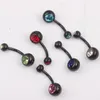 Fashion belly ring B09 mix 6 color 50pcs Anodized steel body jewelry navel belly button ring5103824