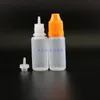 10ml 100 pcs/lot 고품질 플라스틱 드롭퍼 병 어린이 증거 캡 및 팁 안전한 증기 압착 가능한 병 긴 젖꼭지가있는 팁