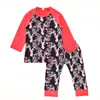 Set di vestiti per bambina appena nato Natale Primavera Autunno Cartone animato Testa di cervo T-shirt + pantaloni 2 pezzi Stampa animalier Set di vestiti per ragazze per bambini