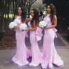 Sexy bruidsmeisje jurken gemonteerde zeemeermin juweel nek halter backless licht paars bruiloft formele slijtage met ruches en sweep trein