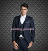 2015 European Style Slim Fit Groom Tuxedos Light Gray Custom Made Groomsmen Män Bröllopskläder Prom Tuxedos (Jacka + Byxor + Vest + Tie + Hanky)